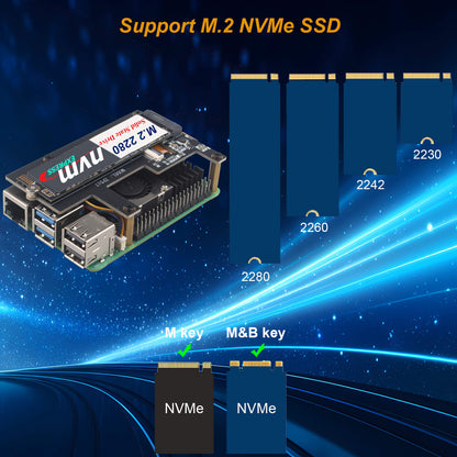 ZDE ZP517A PCIe to M.2 Key M NVMe SSD HAT with Aluminum Case ZC502 and Active Cooler ZP536 for Raspberry Pi 5