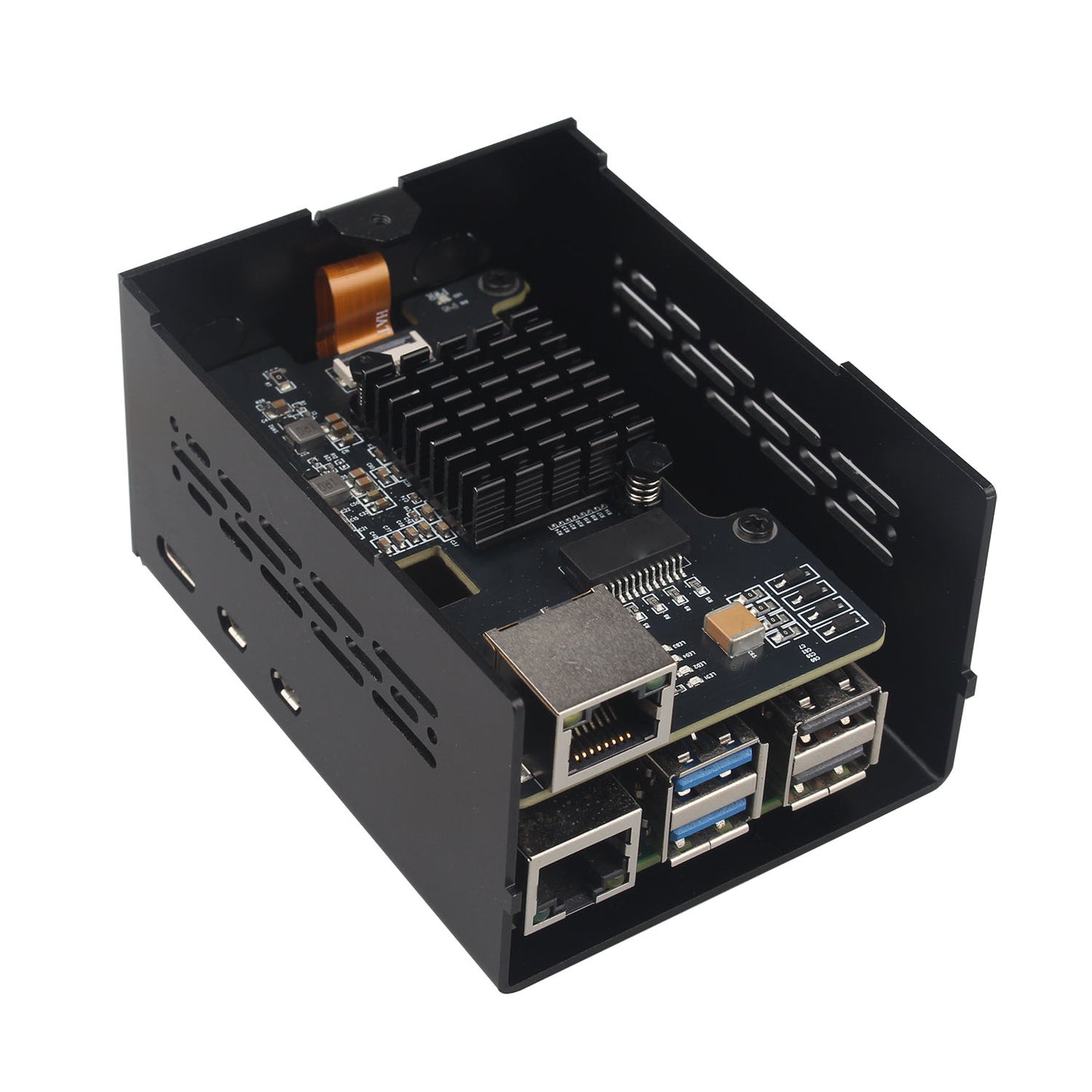 ZDE ZP598 PCIe to 5GbE Ethernet Network Port HAT Expansion Board 5G 5Gb 5Gbps with Aluminum Alloy Case ZC506 and Heatsink for Raspberry Pi 5