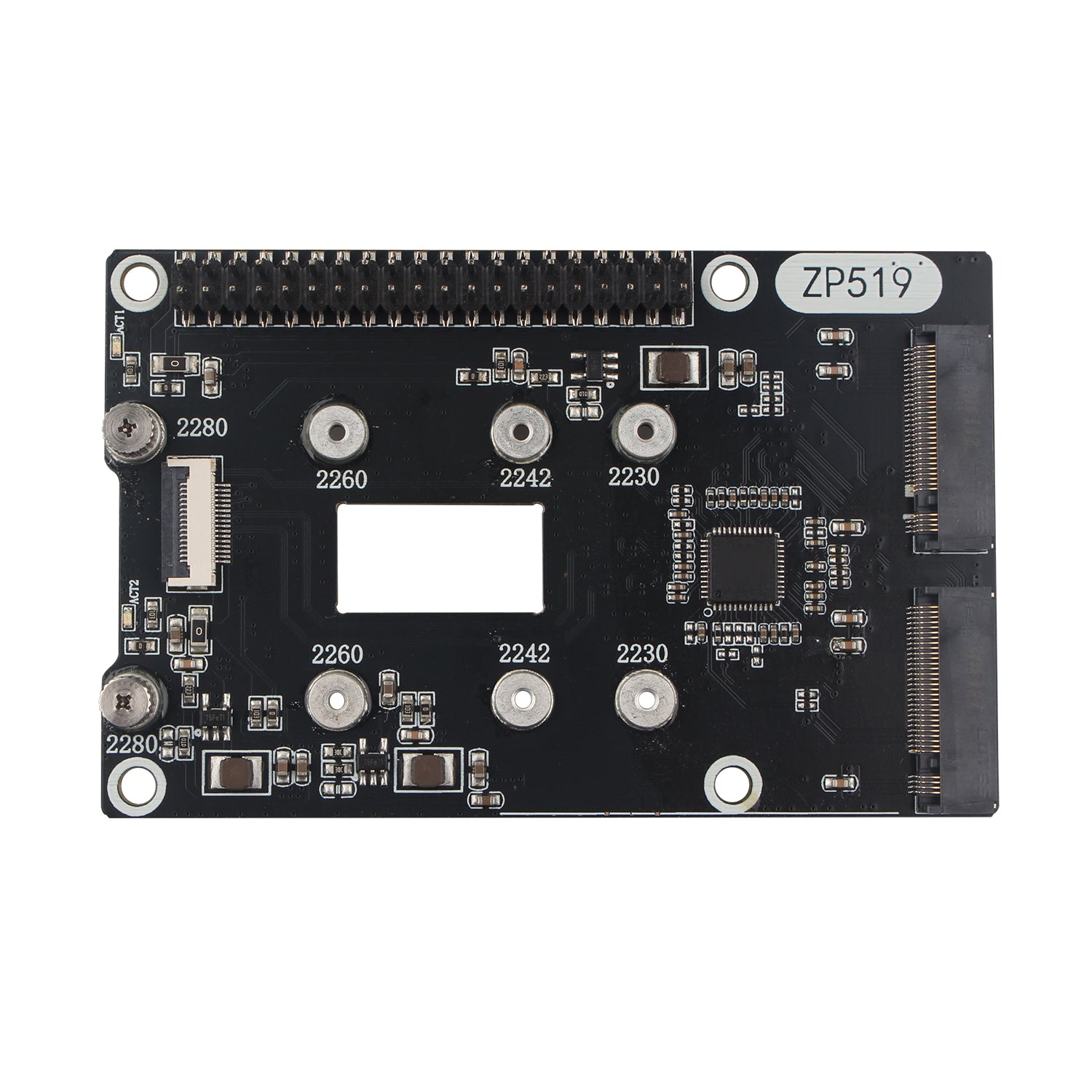 ZDE ZP519 PCIe to Dual M.2 HAT Key-M NVMe SSD PCIe Peripheral Board fo