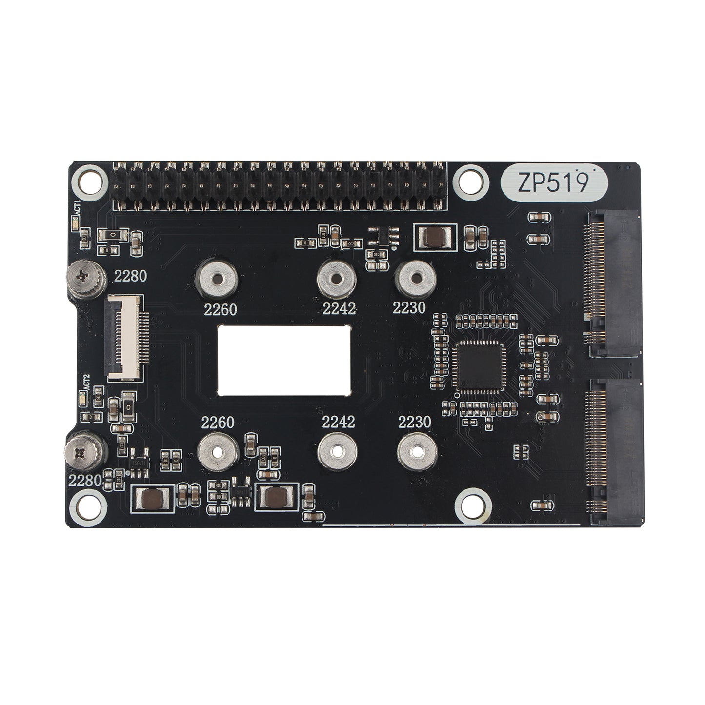 ZDE ZP519 PCIe to Dual M.2 HAT Key-M NVMe SSD PCIe Peripheral Board for Raspberry Pi 5