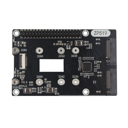 ZDE ZP519 PCIe to Dual M.2 HAT Key-M NVMe SSD PCIe Peripheral Board for Raspberry Pi 5