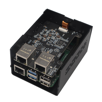 ZDE ZP595 PCIe to Dual 2.5G Ethernet Port HAT Expansion Board with ZC506 Aluminum Case for Raspberry Pi 5