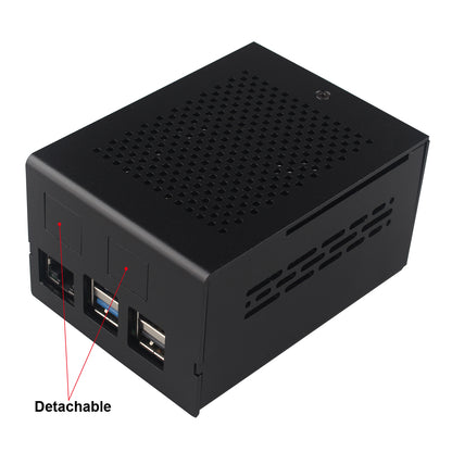 ZDE ZC506 Aluminum Case for Raspberry Pi 5 2GB/4GB/8GB/16GB Support PCIe to 2.5G Ethernet Port M.2 NVMe PoE HAT WIFI7 PCIe Peripheral Board ZP593/ZP595/ZP511/ZP581/ZP590A and Pi 5 Active Cooler