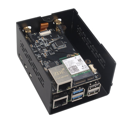 ZDE ZP596 PCIe to M.2 E Key WiFi7 6 6E 5 PCIe to 2.5G Ethernet Network Port HAT Expansion Board with ZC506 Aluminum Case for Raspberry Pi 5