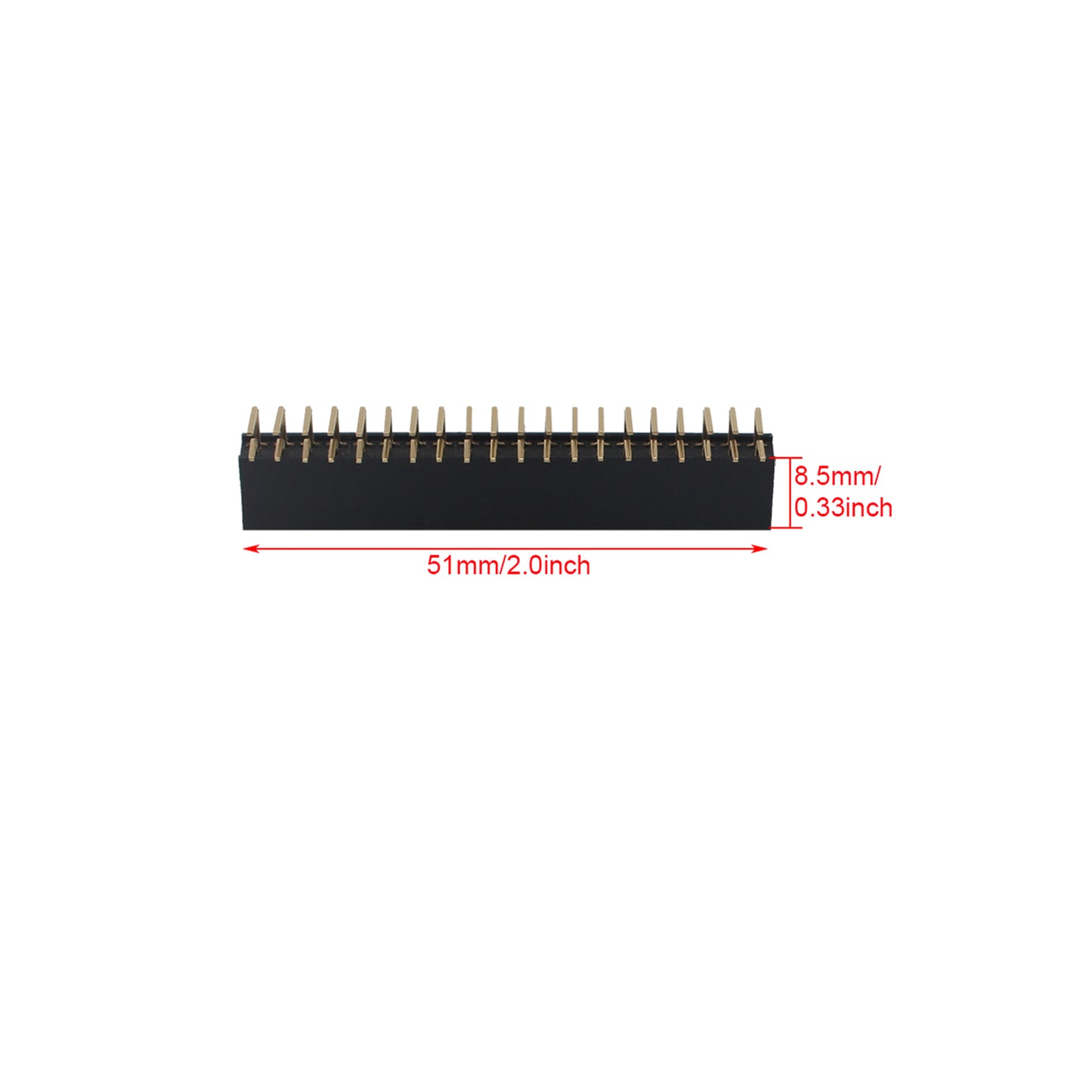 ZDE 10PCS 2x20 Pin Female Headers 2.54mm Pitch Dual Row Right Angle Pin Headers Connector for PCB Board Raspberry Pi Arduino