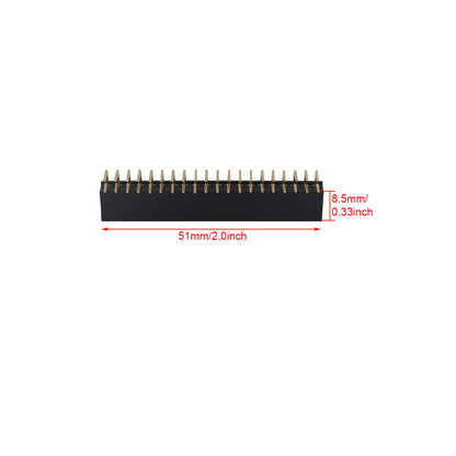 ZDE 10PCS 2x20 Pin Female Headers 2.54mm Pitch Dual Row Right Angle Pin Headers Connector for PCB Board Raspberry Pi Arduino