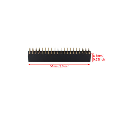 ZDE 10PCS 2x20 Pin Female Headers 2.54mm Pitch Dual Row Right Angle Pin Headers Connector for PCB Board Raspberry Pi Arduino