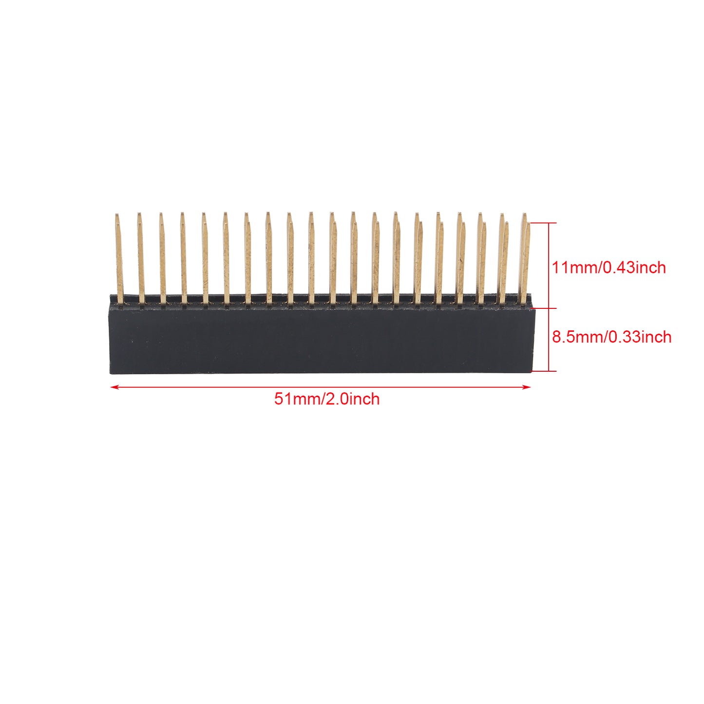 ZDE 6PCS 2x20 40 Pin Stacking Female Header 2.54mm Pitch Dual Row Extra Tall Headers Connector for Raspberry Pi Arduino PCB Breadboard