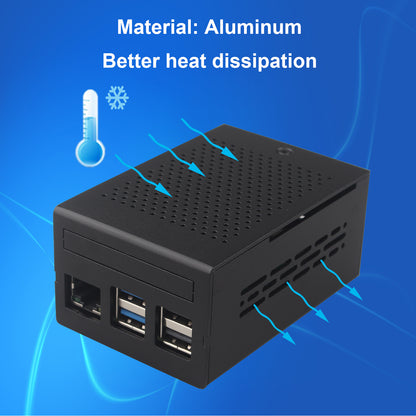 ZDE ZC501 Aluminum Case for Raspberry Pi 5, Support Pi 5 Active Cooler, PCIe to M.2 NVMe HAT, PoE+ HAT, WiFi Shield PCIe Peripheral Board