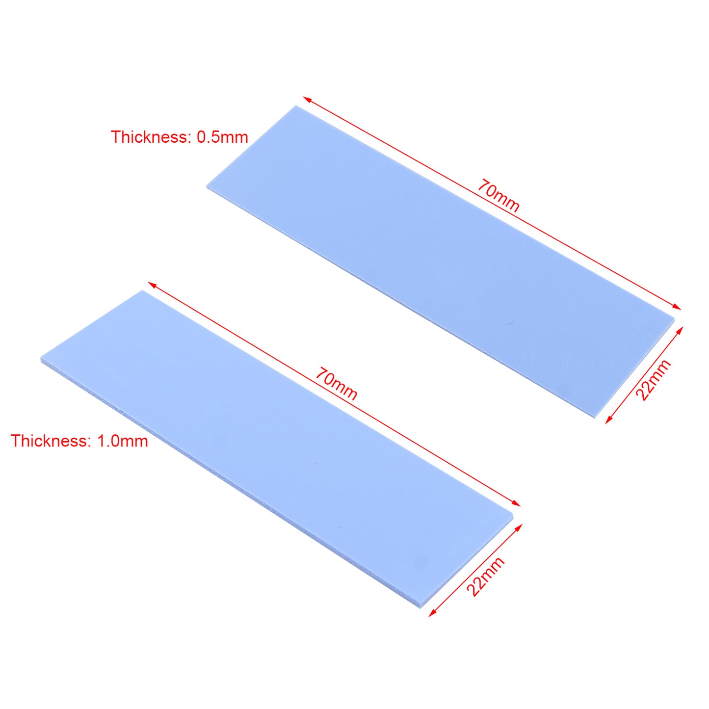 ZDE M.2 Thermal Pad 10PCS 70x22x1mm and 10PCS 70x22x0.5mm for M.2 2280 SSD NVMe Heatsinks Thermal Conductive Silicone Pads for Raspberry Pi SSD Laptop Computer CPU GPU LED IC Chipset Cooling