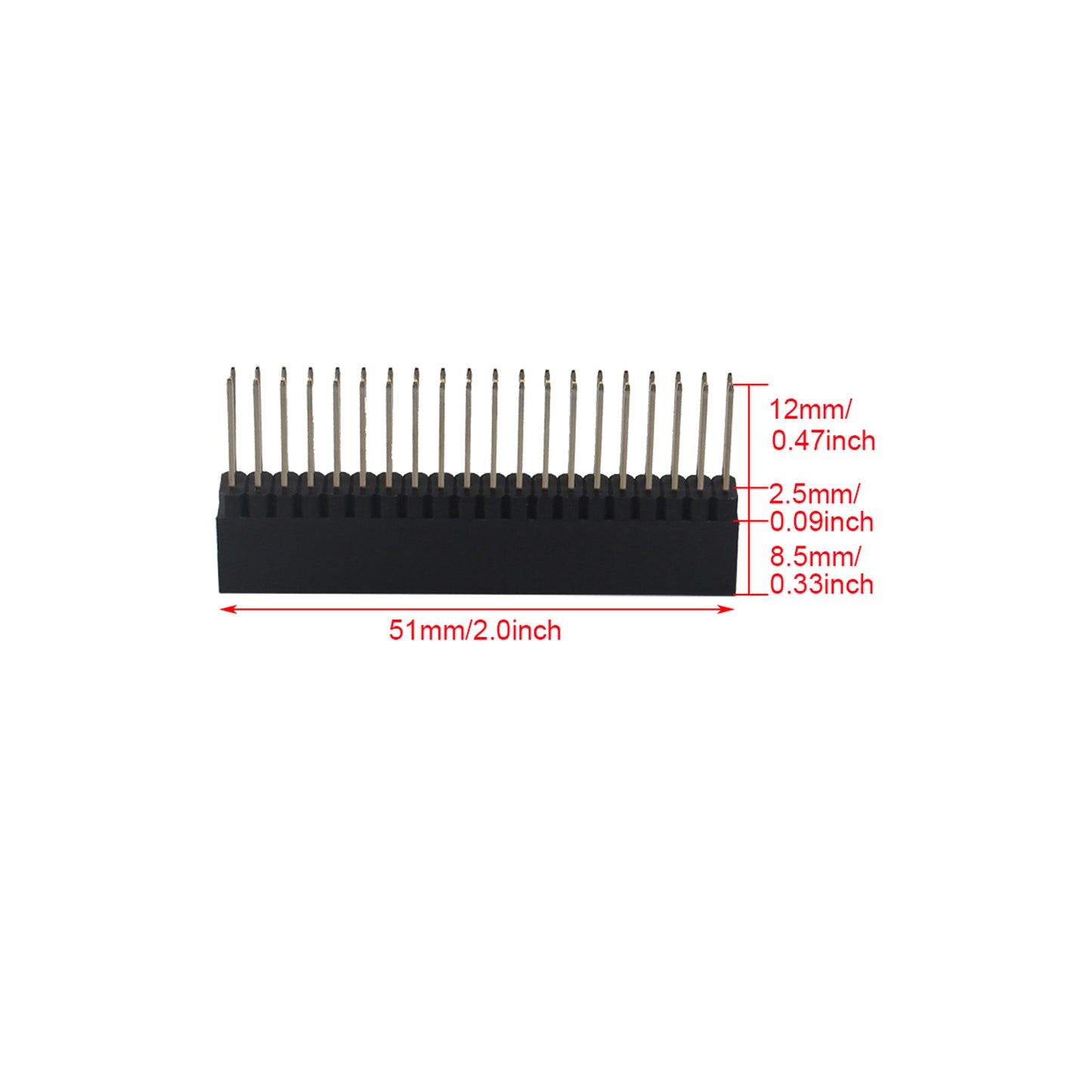 ZDE 9PCS 2x20 40 Pin Stacking Female Header 0.1 Inch Pitch Dual Row Extra Tall Headers Connector for Raspberry Pi Arduino PCB Breadboard