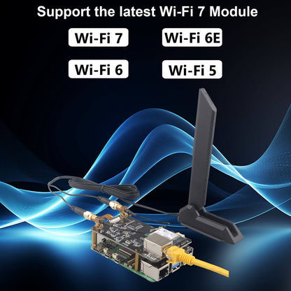 ZDE ZP596C PCIe to WiFi7 6 6E 5 HAT Magnetic Base Antenna M.2 E Key PCIe to 2.5G Ethernet Network Port HAT for Raspberry Pi 5