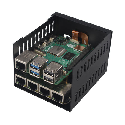 ZDE ZP597 PCIe to 4 Ports 1G Gigabit 1000M Ethernet Network HAT Adapter Expansion Board 1GB 1GBE with Metal Case for Raspberry Pi 5