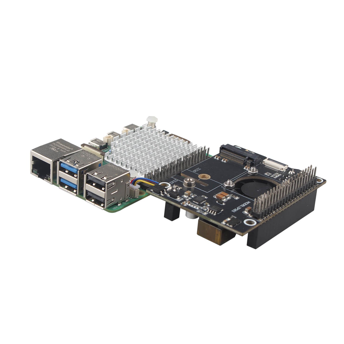 ZDE ZP583C PoE+ HAT PCIe to M.2 Key M NVMe SSD Adapter Board with PWM Cooling Fan Aluminum Alloy Heatsink Power Over Ethernet for Raspberry Pi 5
