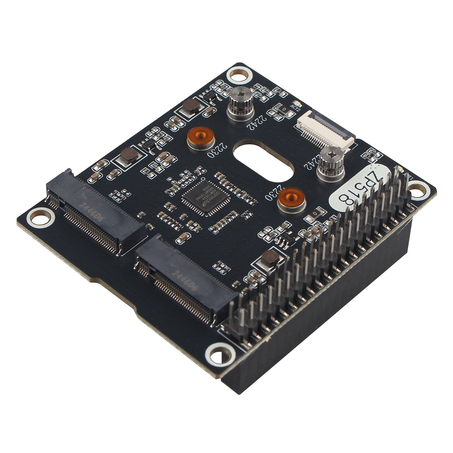 ZDE ZP518 PCIe to Dual M.2 HAT Key M NVMe SSD PCIe Peripheral Board So