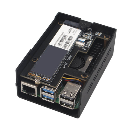ZDE ZP517A PCIe to M.2 Key M NVMe SSD HAT with Aluminum Case ZC502 and Active Cooler ZP536 for Raspberry Pi 5