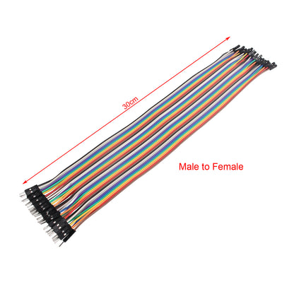 ZDE 120PCS 30cm 11.81inch Multicolored Dupont Wires Breadboard Jumper Ribbon Cables Kit 40pin Female to Female, Male to Female, Male to Male Compatible with Arduino Projects and Raspberry Pi