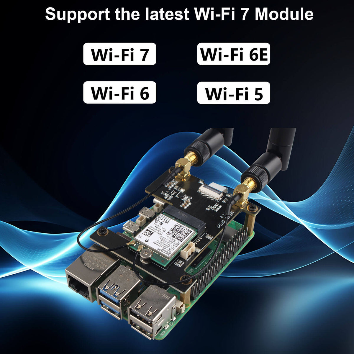 ZDE ZP590A PCIe to WiFi7 6 6E 5 HAT Expansion Board WiFi 7 Adapter with Aluminum Case ZC501 for Raspberry Pi 5