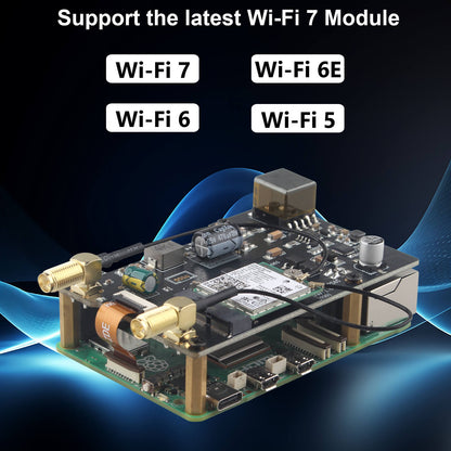 ZDE ZP585 PoE+ HAT PCIe to M.2 E Key WiFi7 6 6E 5 HAT Power Over Ethernet Adapter Expansion Board for Raspberry Pi 5