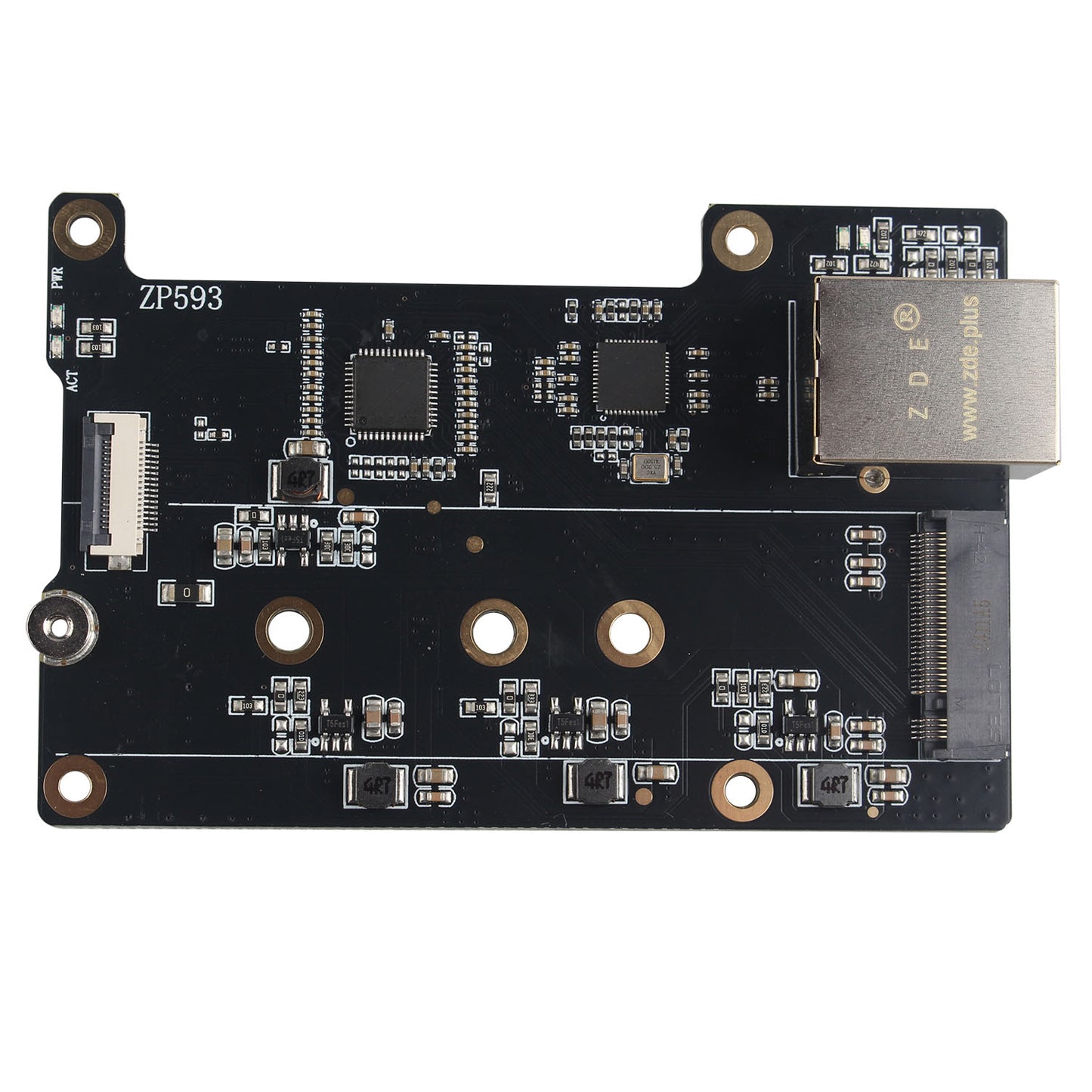 ZDE ZP593 PCIe to 2.5G Ethernet Network Port PCIe to M.2 Key M NVMe SSD HAT Adapter Expansion Board for Raspberry Pi 5 Support M.2 NVMe 2230 2242 2260 2280 SSD