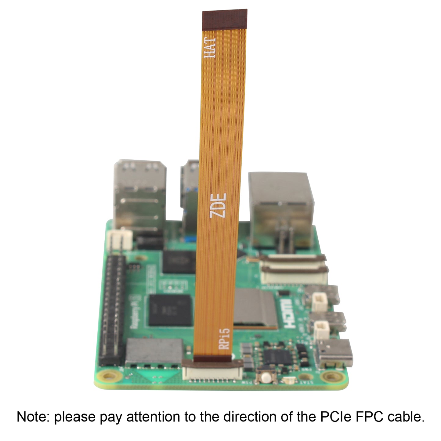 ZDE 2PCS 16Pin 0.5mm Pitch PCIe FPC Flexible Flat Cable 90mm Compatible with Raspberry Pi 5 PCIe to M.2 Key-M NVMe SSD Adapter PCIe Peripheral Board
