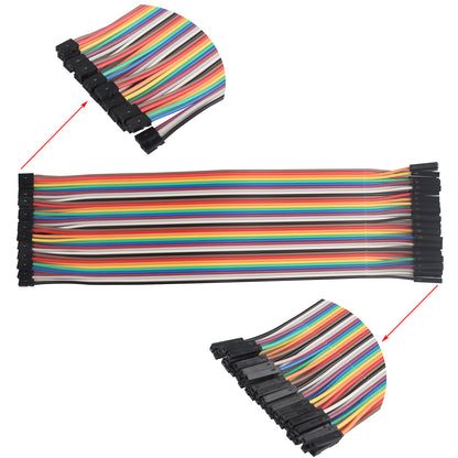 ZDE 40PCS 20cm 7.87inch Breadboard Jumper Wires Female to Female 2P to 1P Multicolored Dupont Wires 2.0mm to 2.54mm Pitch Ribbon Cable Compatible with Arduino Projects and Raspberry Pi
