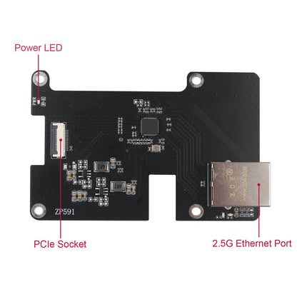 ZDE ZP591 PCIe to 2.5G Ethernet Network Port HAT Adapter Expansion Board for Raspberry Pi 5