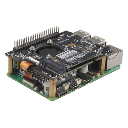 ZDE ZP583C PoE+ HAT PCIe to M.2 Key M NVMe SSD Adapter Board with PWM Cooling Fan Aluminum Alloy Heatsink Power Over Ethernet for Raspberry Pi 5