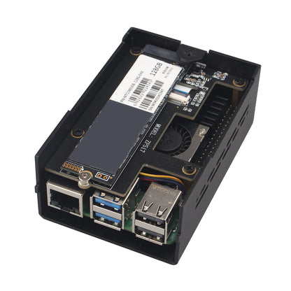 ZDE ZP517A PCIe to M.2 Key M NVMe SSD HAT with Aluminum Case ZC502 and Active Cooler ZP536 for Raspberry Pi 5 Support M.2 NVMe SSDs 2230 2242 2260 2280