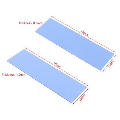ZDE 2PCS M.2 Heatsink Copper M2 PCIe NVMe Laptop Copper Heatsinks with 4PCS 70x20x0.5/1mm Silicone Thermal Pads for Raspberry Pi NGFF PCIE SATA M.2 2280 SSD Portable Enclosure Desktop PC Laptop