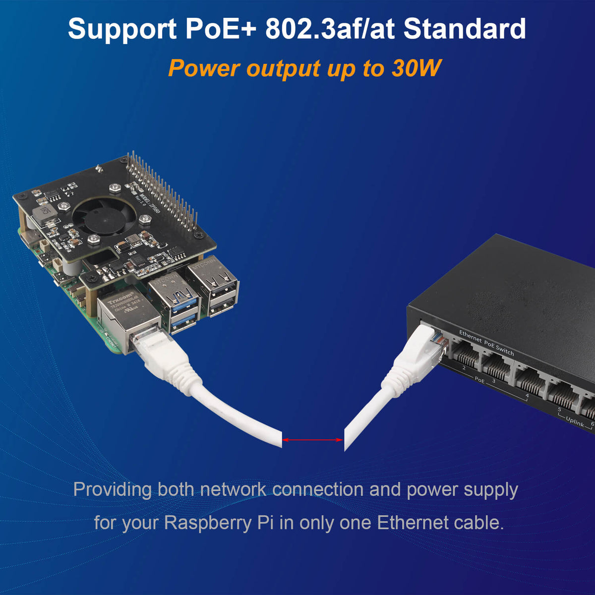 ZDE ZP580 PoE+ HAT Power Over Ethernet HAT Adapter Board with Aluminum Case ZC501 for Raspberry Pi 5