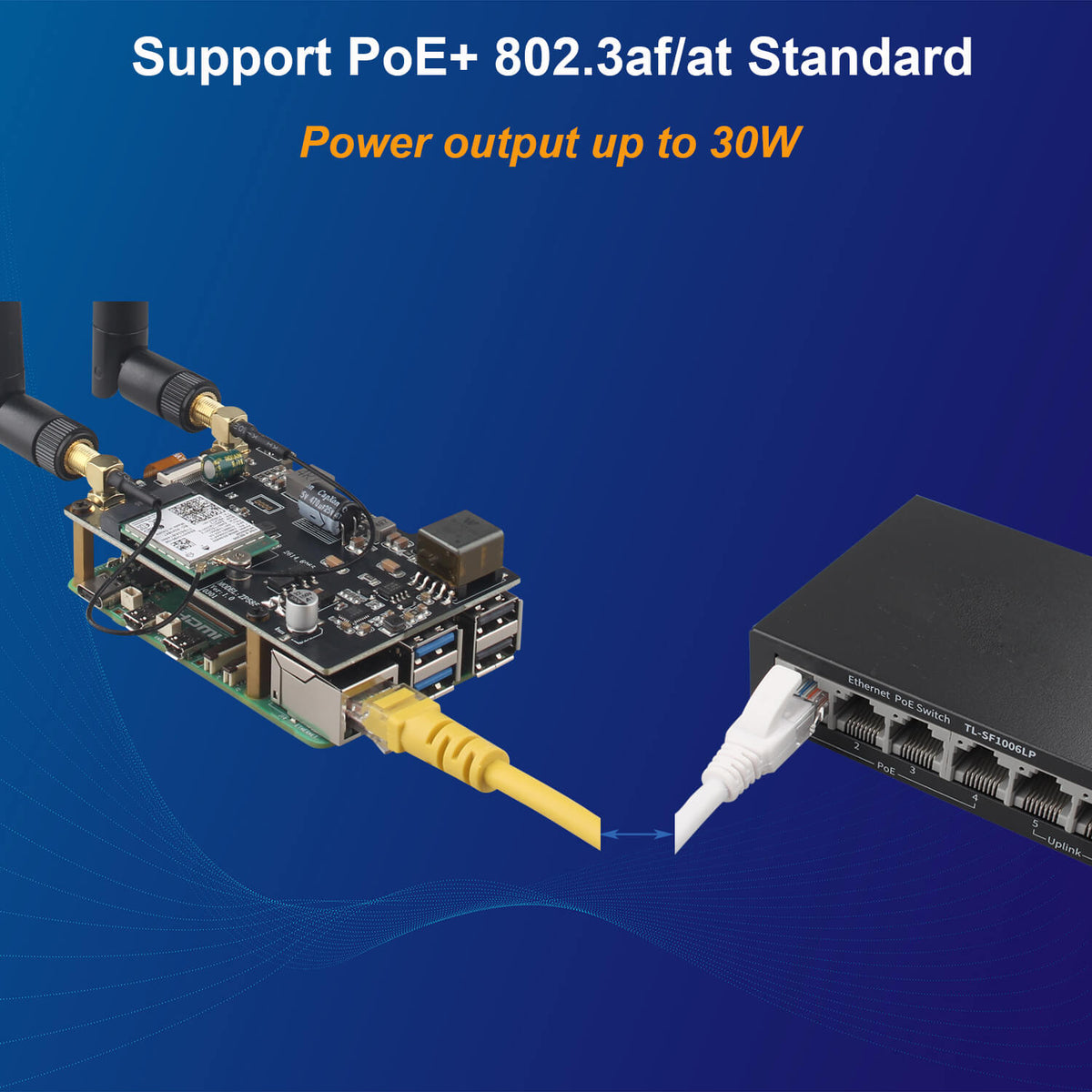 ZDE ZP585 PoE+ HAT PCIe to M.2 E Key WiFi7 6 6E 5 HAT Adapter with ZC501 Aluminum Alloy Case ZP536 Active Cooler for Raspberry Pi 5