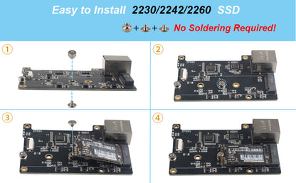 ZDE ZP593 PCIe to 2.5G Ethernet Network Port PCIe to M.2 Key M NVMe SSD HAT Adapter Expansion Board for Raspberry Pi 5
