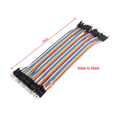 ZDE 120PCS 15cm 5.91inch Multicolored Dupont Wires Breadboard Jumper Ribbon Cables Kit 40pin Female to Female, Male to Female, Male to Male Compatible with Arduino Projects and Raspberry Pi