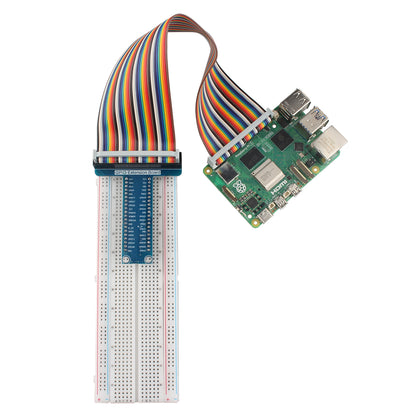 ZDE T-Type GPIO Breakout Expansion Board + 40pin GPIO Flat Ribbon Cable + Breadboard Compatible with Raspberry Pi 5 4B 3B+ 3B 2B B+