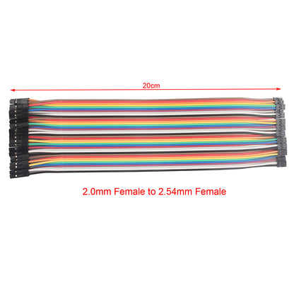 ZDE 40PCS 20cm 7.87inch Breadboard Jumper Wires Female to Female 2P to 1P Multicolored Dupont Wires 2.0mm to 2.54mm Pitch Ribbon Cable Compatible with Arduino Projects and Raspberry Pi