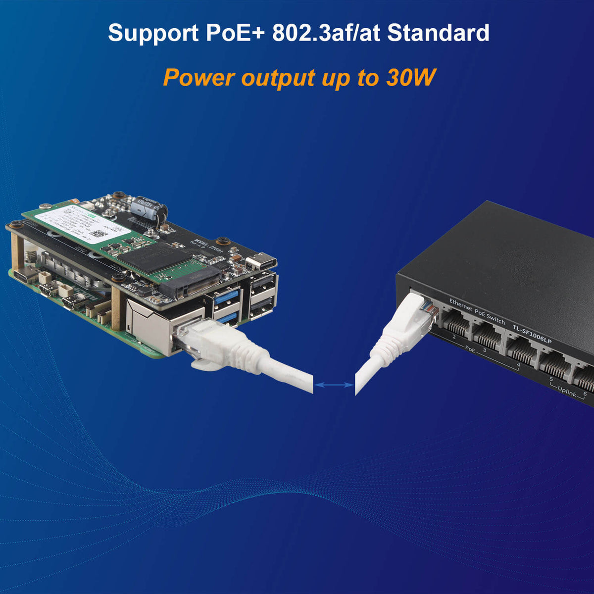 ZDE ZP581C PoE+ HAT PCIe to M.2 Key M NVMe SSD Adapter Board with PWM Cooling Fan Aluminum Alloy Heatsink Power Over Ethernet for Raspberry Pi 5