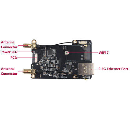ZDE ZP596 PCIe to M.2 E Key WiFi7 6 6E 5 PCIe to 2.5G Ethernet Network Port HAT Adapter Expansion Board for Raspberry Pi 5