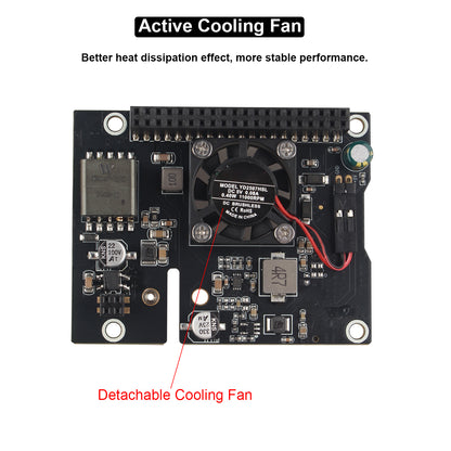 ZDE ZP583 PoE+ HAT PCIe to M.2 Key M NVMe SSD Adapter Board Power Over Ethernet with Aluminum Heatsink Onboard Cooling Fan for Raspberry Pi 5