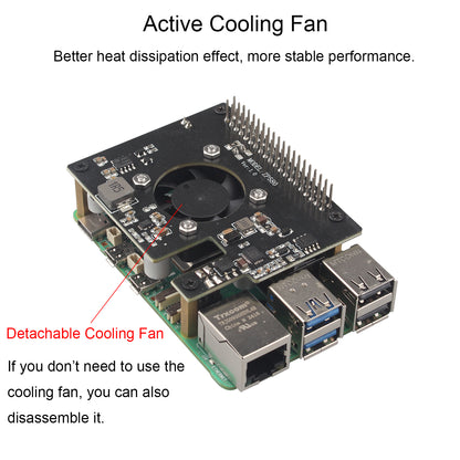 ZDE ZP580 PoE+ HAT for Raspberry Pi 5 Power Over Ethernet HAT Adapter Board Supports 802.3af/at Network Standard with Onboard Cooling Fan