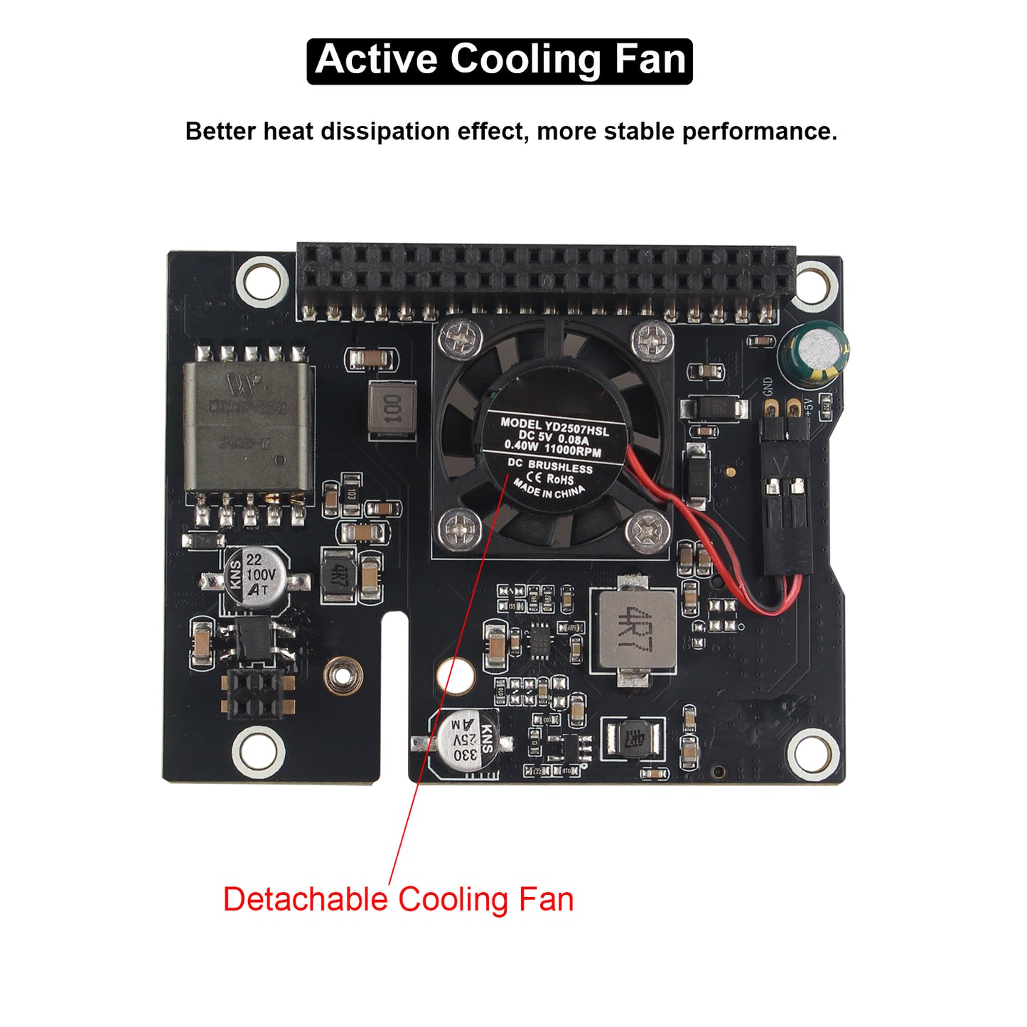 ZDE ZP583 PoE HAT PCIe to M.2 Key-M NVMe SSD Adapter Board Power Over Ethernet with Aluminum Heatsink Onboard Cooling Fan