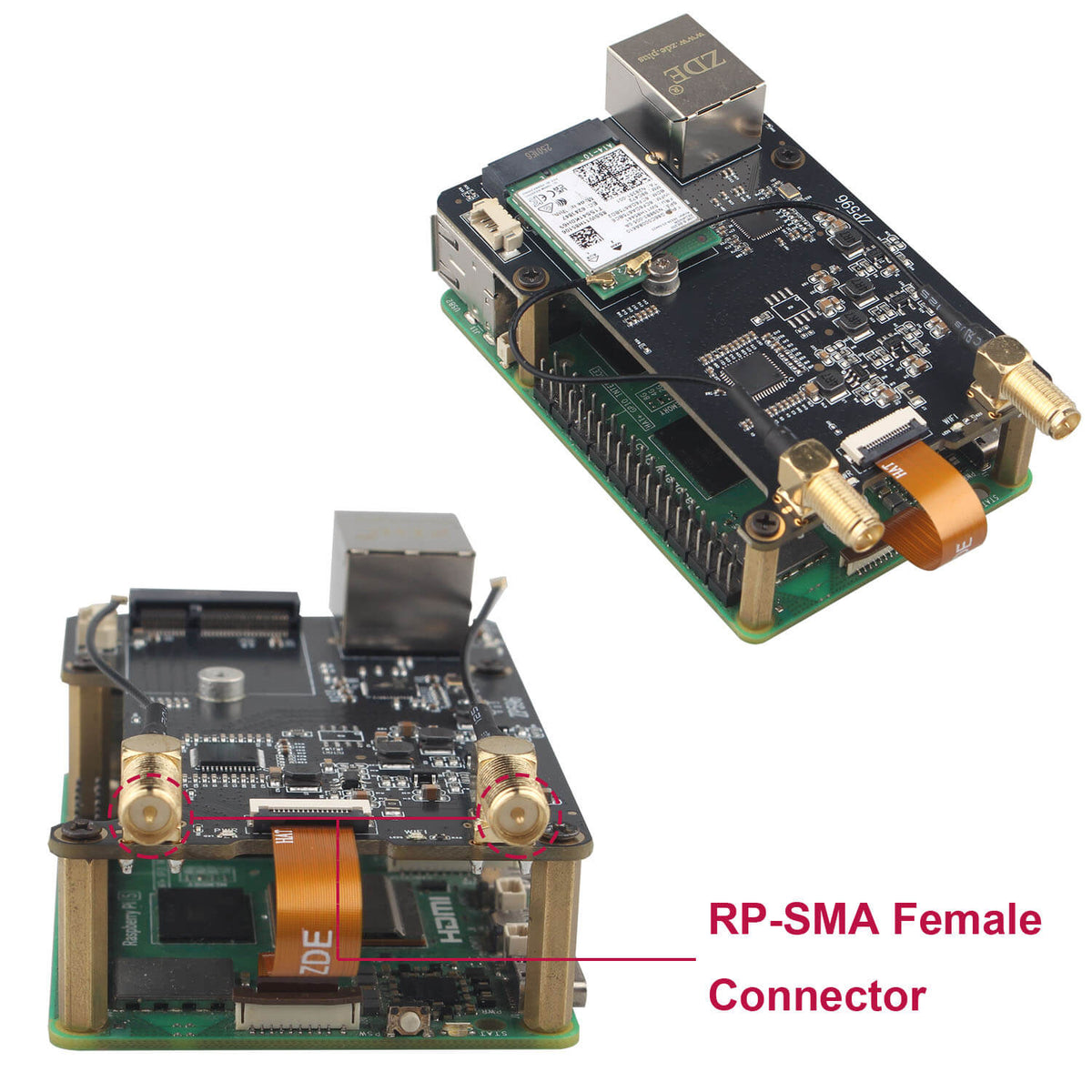 ZDE ZP596 PCIe to M.2 E Key WiFi7 6 6E 5 PCIe to 2.5G Ethernet Network Port HAT Adapter Expansion Board for Raspberry Pi 5