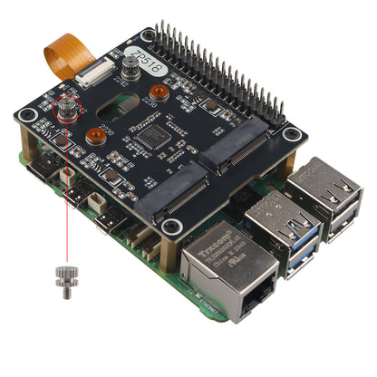 ZDE ZP518 PCIe to Dual M.2 HAT Key M NVMe SSD PCIe Peripheral Board Solid State Drive Adapter Board for Raspberry Pi 5 Support M.2 NVMe SSD 2230 2242