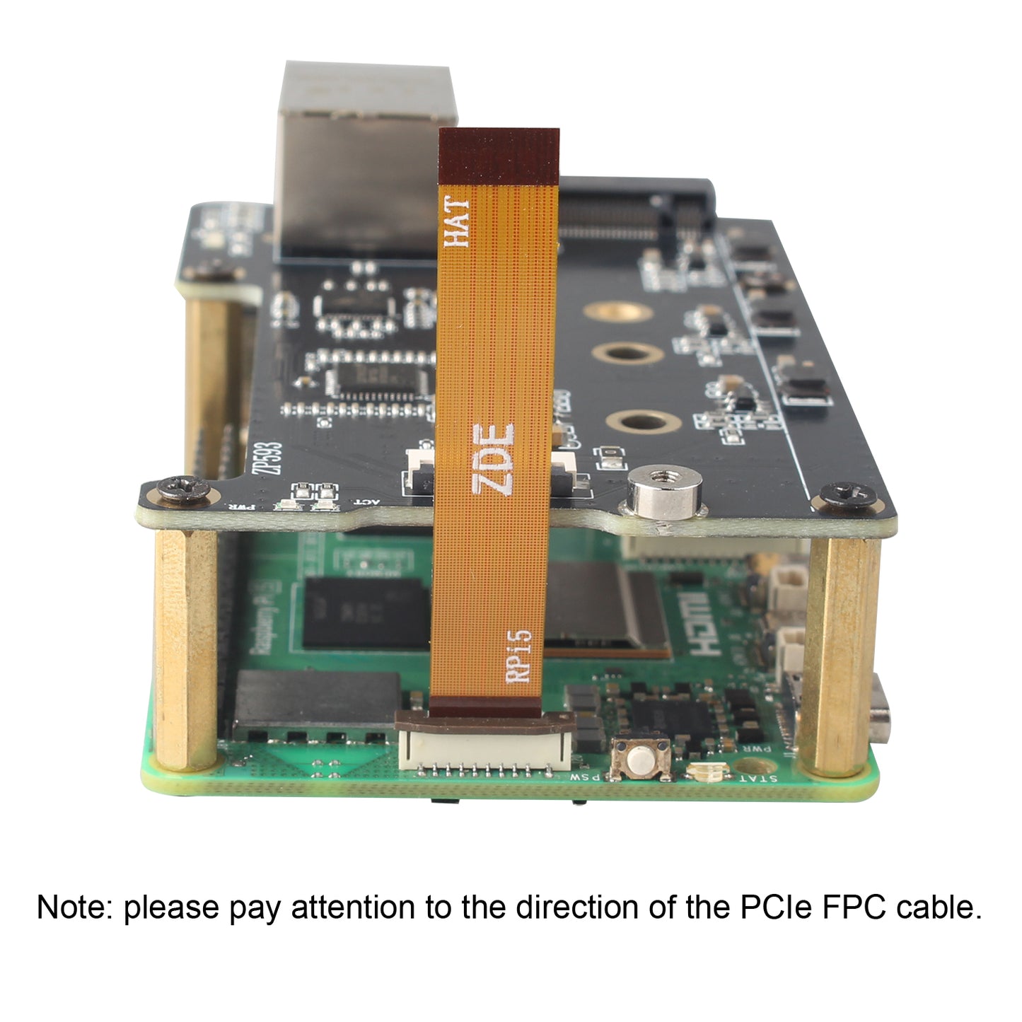 ZDE ZP593 PCIe to 2.5G Ethernet Network Port PCIe to M.2 Key M NVMe SSD HAT Adapter Expansion Board for Raspberry Pi 5