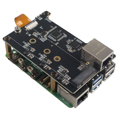 ZDE ZP593 PCIe to 2.5G Ethernet Network Port PCIe to M.2 Key M NVMe SSD HAT Adapter Expansion Board for Raspberry Pi 5 Support M.2 NVMe 2230 2242 2260 2280 SSD