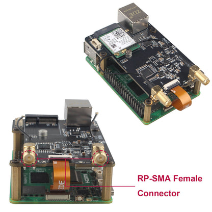 ZDE ZP596C PCIe to WiFi7 6 6E 5 HAT Magnetic Base Antenna M.2 E Key PCIe to 2.5G Ethernet Network Port HAT for Raspberry Pi 5