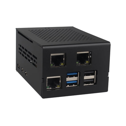 ZDE ZC506 Aluminum Case for Raspberry Pi 5 Support PCIe to 2.5G 5G Ethernet Port M.2 NVMe PoE+ HAT WiFi Shield PCIe Peripheral Board ZP591 ZP593 ZP595 ZP598 and Pi 5 Active Cooler