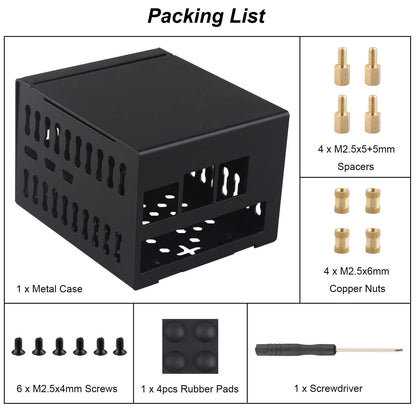 ZDE ZC507 Metal Case for Raspberry Pi 5 Support ZP597 PCIe to Quad 1G Gigabit 1000M Ethernet Network Port HAT Adapter Board PCIe Peripheral Board
