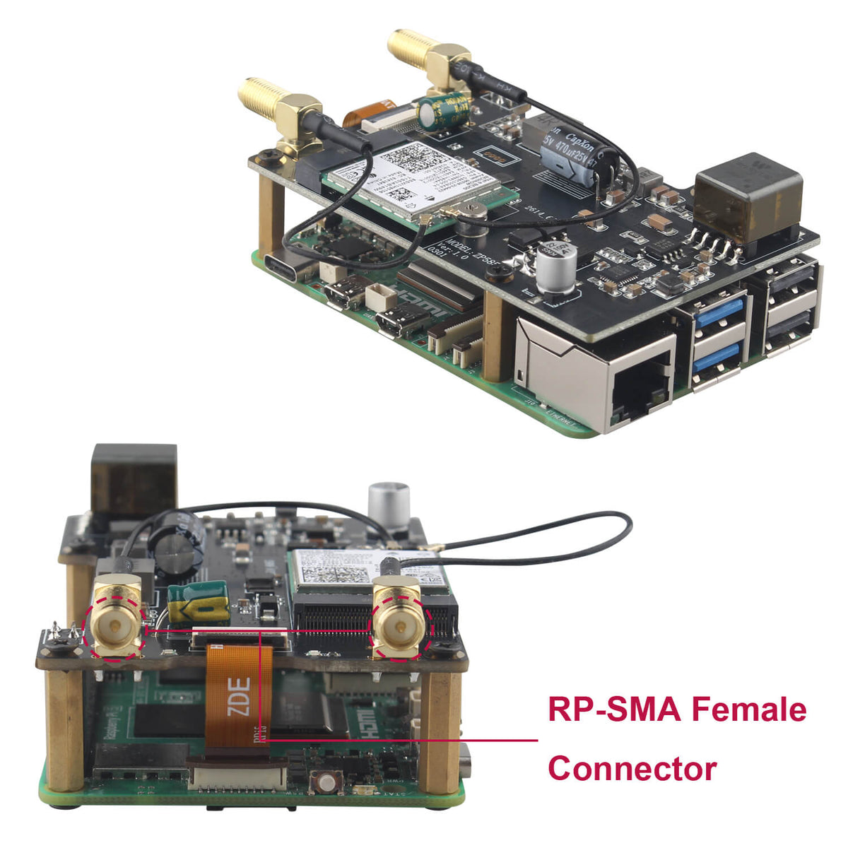 ZDE ZP585 PoE+ HAT PCIe to M.2 E Key WiFi7 6 6E 5 HAT Power Over Ethernet Adapter Expansion Board for Raspberry Pi 5