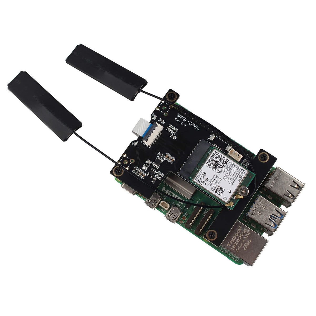 ZDE ZP590B PCIe to WiFi 7 6 6E 5 HAT M.2 E Key Expansion Board for Raspberry Pi 5 Support BE200 AX210 MT7922 AX200 Module